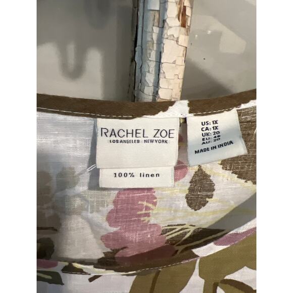 Rachel Zoe size 1X linen popover blouse top - Picture 2 of 2